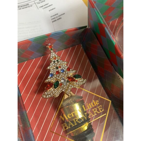 Merry Little Barware Wine Bottle Stopper Lot of 2 Christmas Trees - Picture 3 of 4